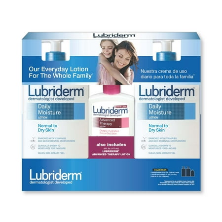 Lubriderm Daily Moisture Lotion (2-24 fl oz) & Advanced Therapy Lotion (6 fl oz)