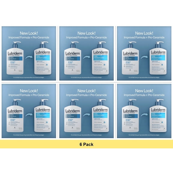 Lubriderm Daily Moisture Lotion 24 oz - 6 Pack Bundle for All-Day Hydration