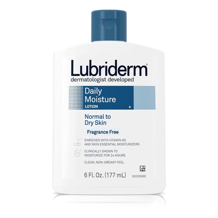 Lubriderm Daily Moisture Lotion For Normal To Dry Skin, Fragrance Free - 6 Oz