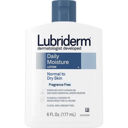 Lubriderm Daily Moisture Skin Lotion - Lotion - 6 fl oz - Non-fragrance - Flip Top Dispenser - For Dry Skin - Applicable on Hand and Body - Fragrance-free, Moisturising, Non-gr | Bundle of 10 Each