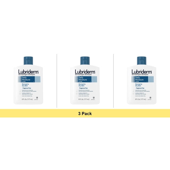 Lubriderm Daily Moisturizing Lotion Body 6oz Fragrance Free - 3 Pack Bundle