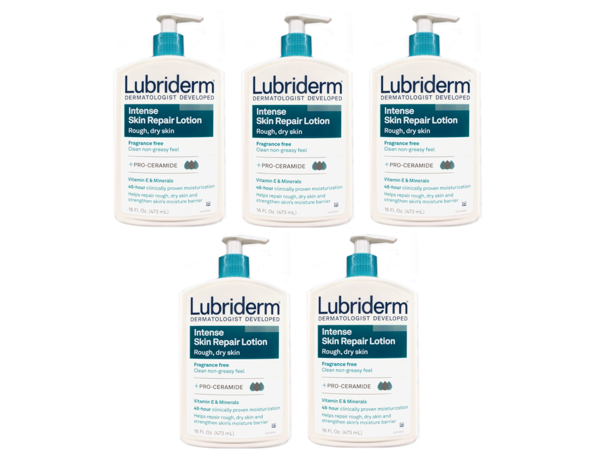 Lubriderm Intense Skin Repair Body Lotion, 16-Ounce Pump Bottles, 5-Pack