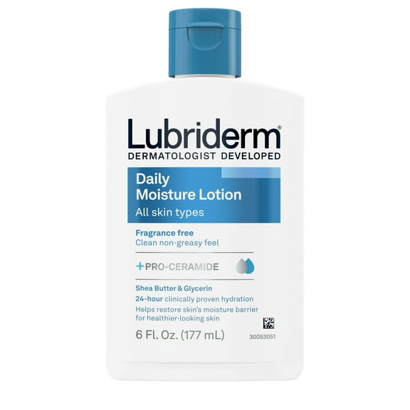 Lubriderm Unscented Daily Moisture Lotion + Pro-Ceramide, 6 fl. oz