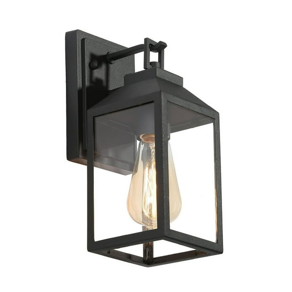 LNC Lubuk 11-in H Sandy Black Clear Glass Square Modern Outdoor Wall Light,11.2"H