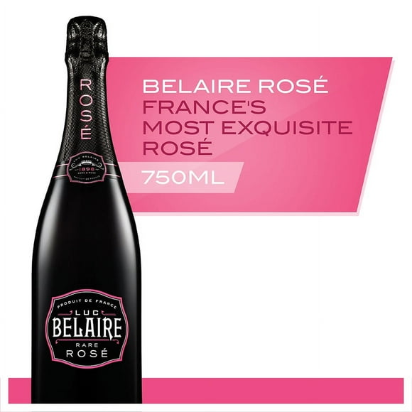Luc Belaire Rare Rose Sparkling Wine France, 750 ml Glass Bottle, 13% ABV, Shelf-Stable