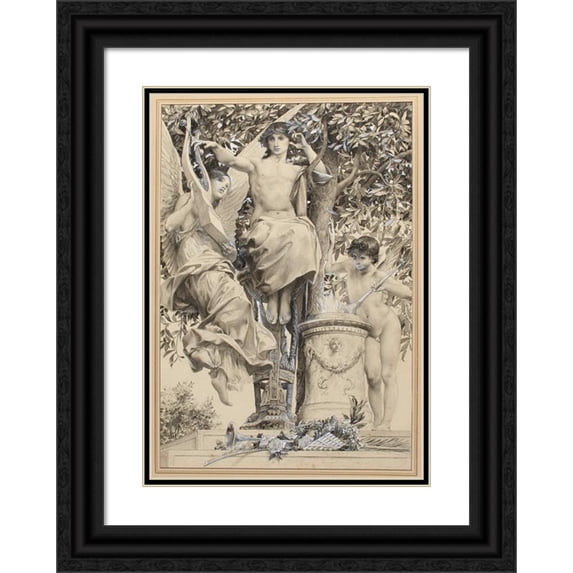 Luc-Olivier Merson 11x14 Black Ornate Wood Framed Double Matted Museum Art Print Titled: Figures Study