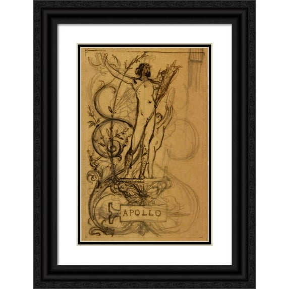 Luc-Olivier Merson 13x18 Black Ornate Wood Framed Double Matted Museum Art Print Titled - Apollo (1880)