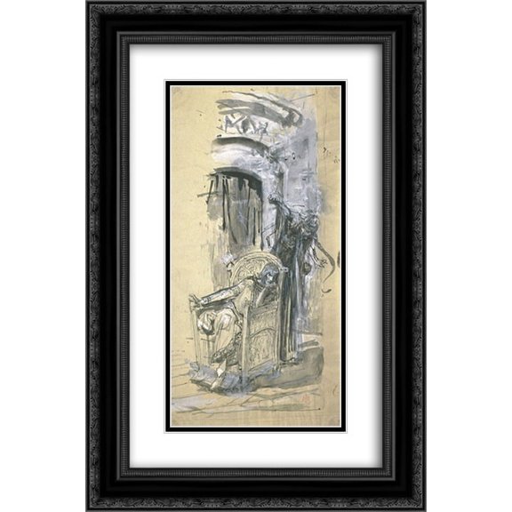 Luc Olivier Merson 2x Matted 16x24 Black Ornate Framed Art Print 'Projet d'illustration pour Macbeth-7'