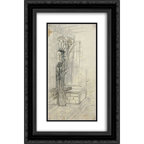 Luc Olivier Merson 2x Matted 16x24 Black Ornate Framed Art Print 'Projet d'illustration pour Macbeth-9'