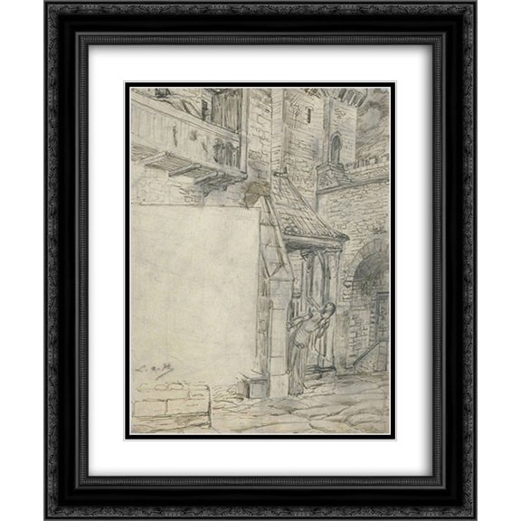 Luc Olivier Merson 2x Matted 20x24 Black Ornate Framed Art Print 'Projet d'illustration pour Macbeth-12'