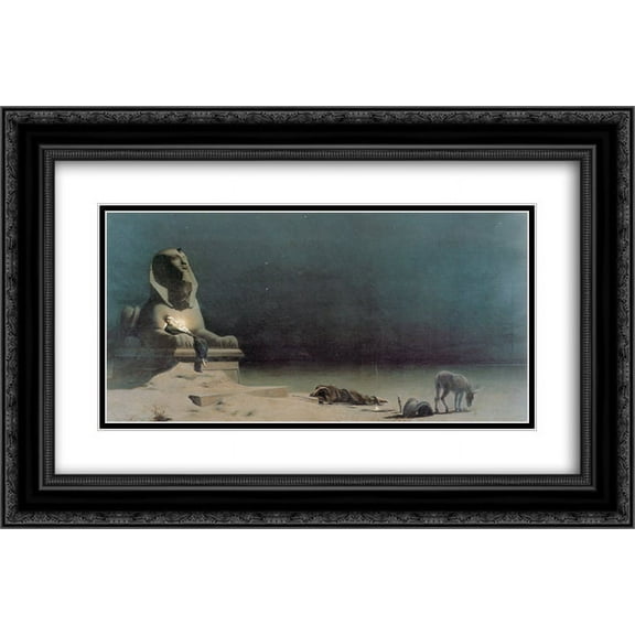 Luc Olivier Merson 2x Matted 24x16 Black Ornate Framed Art Print 'Rest on the Flight into Egypt'