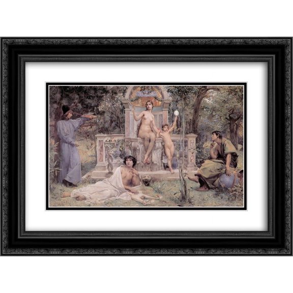 Luc Olivier Merson 2x Matted 24x18 Black Ornate Framed Art Print 'Truth'