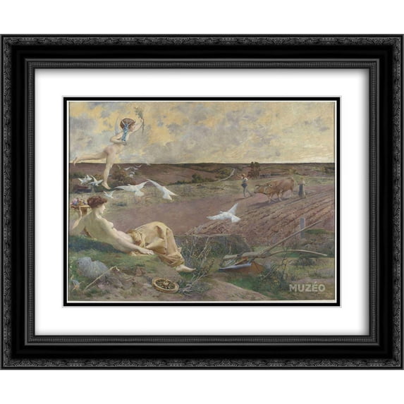 Luc Olivier Merson 2x Matted 24x20 Black Ornate Framed Art Print 'Fortune'