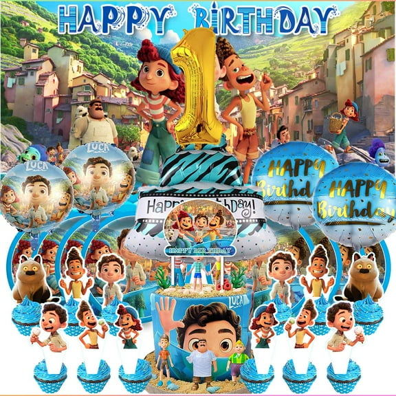 Luca 1st Tableware Balloons Cake Toppers Backdrop Banner Supplies Party Decor Plates Decorations