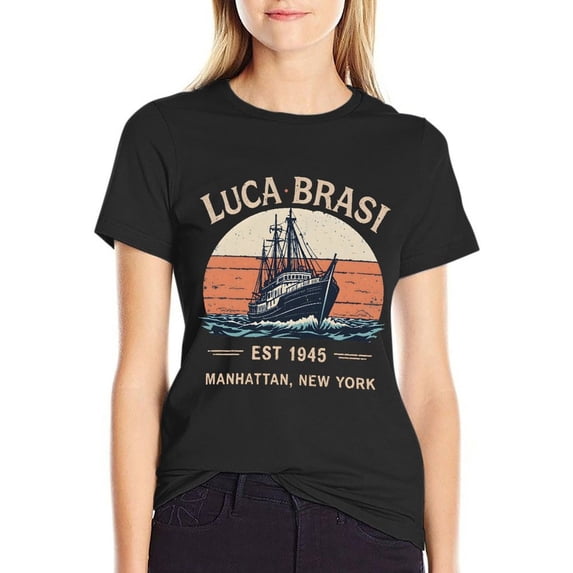 Luca Brasi Fish Market Women’s Short Sleeve Cotton T-Shirt HD Graphic Printed Tee Casual Crew Neck Top XL