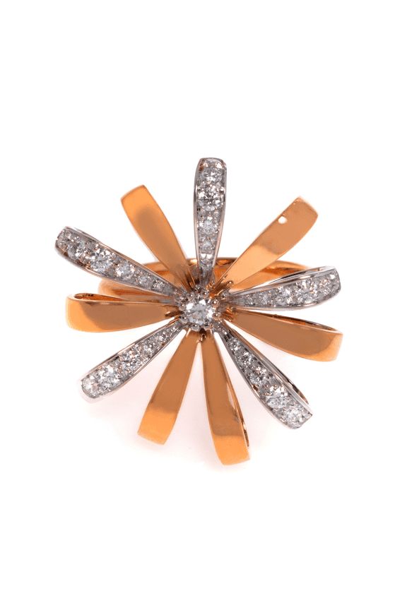 Diamond Cocktail Ring 18K Rose & White Gold 0.59Cttw Size 6.5 KC353