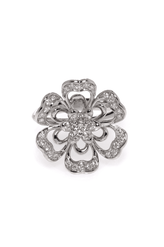 Diamond Cocktail Ring 18K White Gold 0.68 Cttw Size 7.25