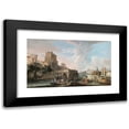 thumbnail image 1 of Luca Carlevarijs 24x16 Black Modern Framed Museum Art Print Titled - River Landscape with a Capriccio View of the Ponte Rotto, Rome, 1 of 1