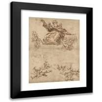 Luca Giordano 12x14 Black Modern Framed Museum Art Print Titled - The Almighty with Angels (ca. 1650-69)