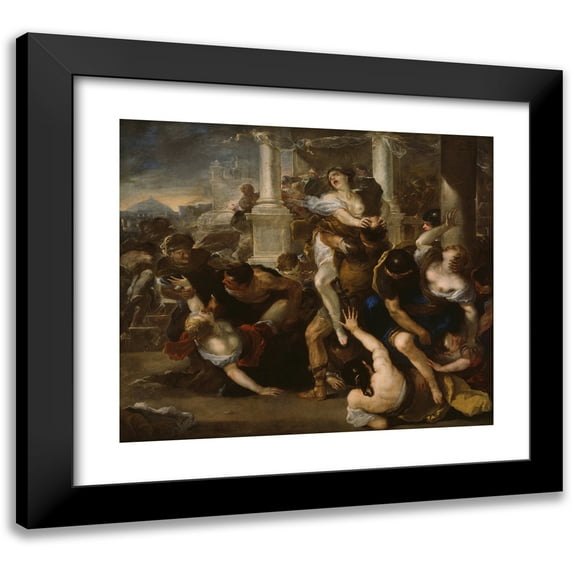 Luca Giordano 17x15 Black Modern Framed Museum Art Print Titled - The Abduction of the Sabine Women (1675-80)