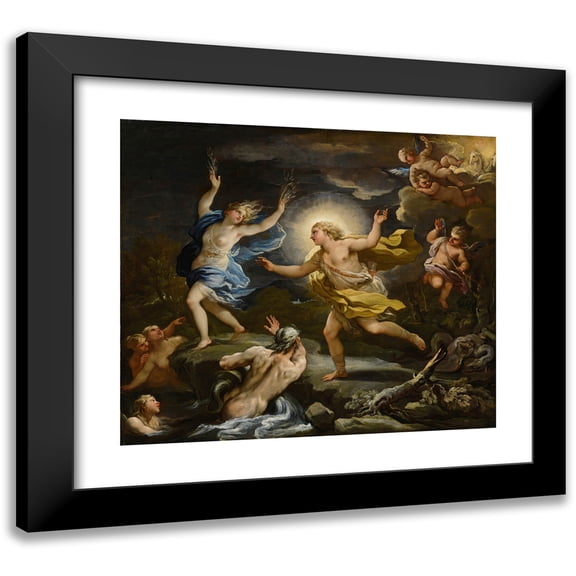 Luca Giordano 23x20 Black Modern Framed Museum Art Print Titled - Apollo and Daphne
