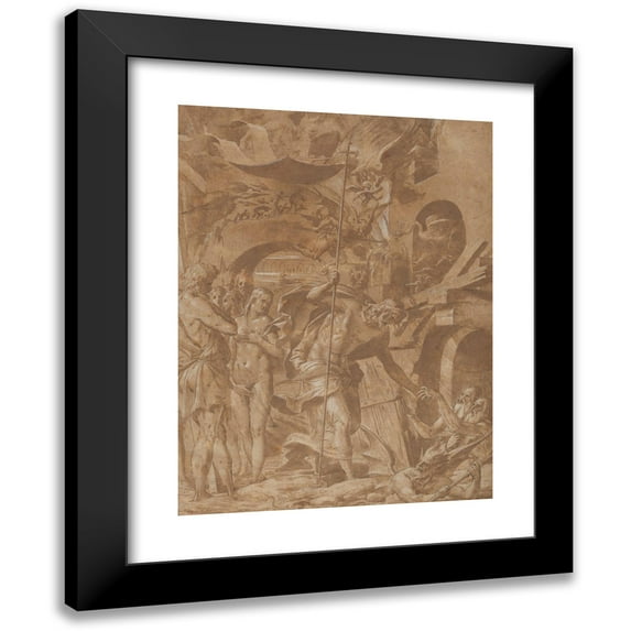 Luca Penni 15x18 Black Modern Framed Museum Art Print Titled - Christ in Limbo (ca. 1547-48)