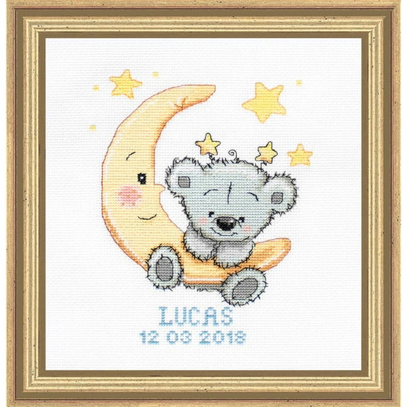 Luca-S Baby Bear Birth Record Counted Cross-Stitch Kit