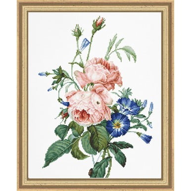 Luca-S White Roses Cross Stitch Kit – 12.6x12.5 Inch Counted Embroidery Kit With Anchor Threads