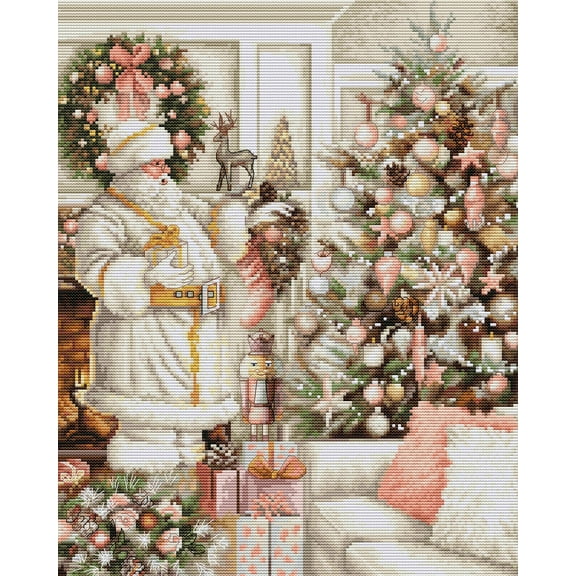 Luca-S Santa in White Coat Counted Cross-Stitch Kit