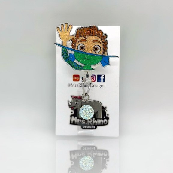 Luca Sea Monster Retractable Badge Reel: Nurse, Teacher ID Holder