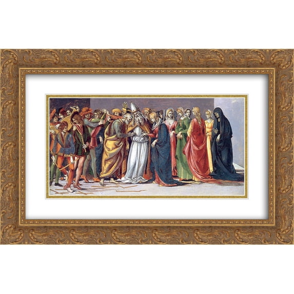 Luca Signorelli 2x Matted 24x14 Gold Ornate Framed Art Print 'Marriage of the Virgin'