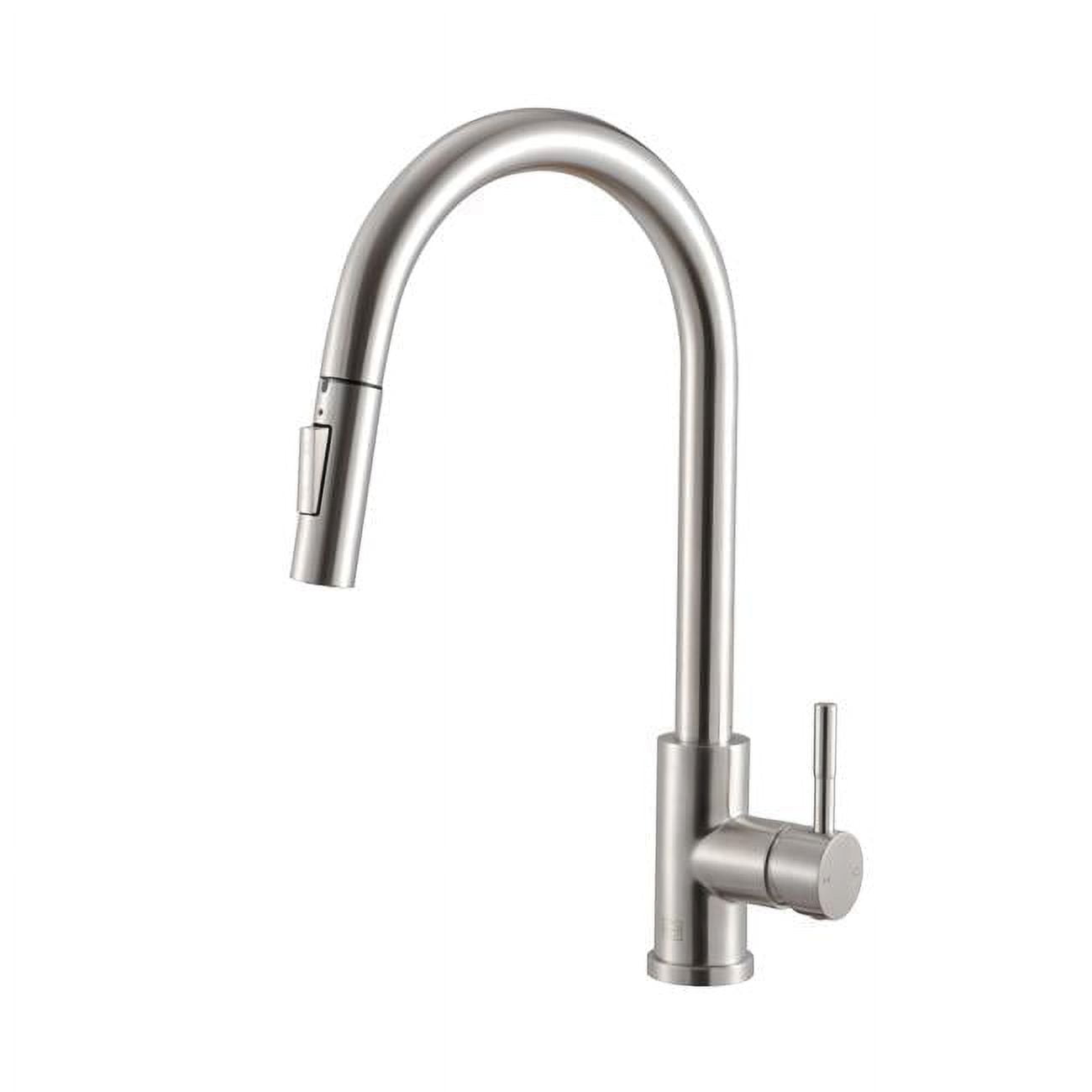 Brushed Nickel Gooseneck Kitchen Faucet with Pull-out Spray