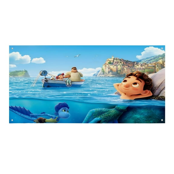 Luca-Theme Backdrops Banner Birthday Party Decor Supplies Personalized Party Backdrop Decoration,5x3ft150x90cm