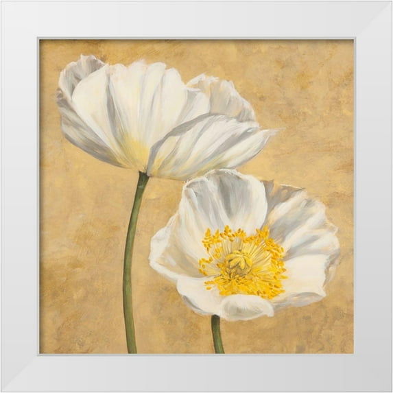 Luca, Villa 20x20 White Modern Wood Framed Museum Art Print Titled - Poppies on Gold II