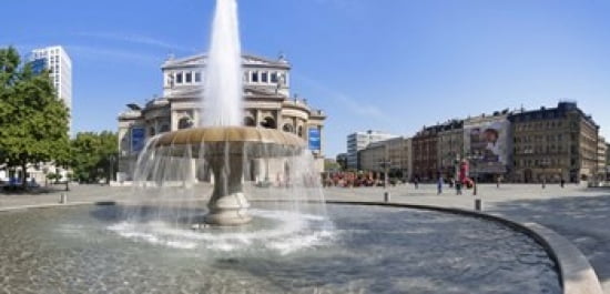 Lucae Fountain in front of Alte Oper Frankfurt Hesse Germany Canvas Art - Panoramic Images (24 x 12)