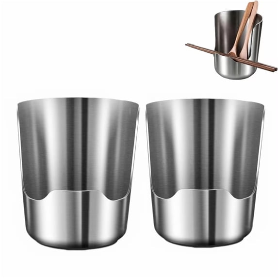 Lucahom 2 In 1 Multi-functional Kitchen Utensil Holder, Heavy Duty Stainless Steel Pot Lid & Spoon Rack, Space-Saving Vertical Stand for Spatulas,Tongs,Ladles,Countertop Organizer,2PCS