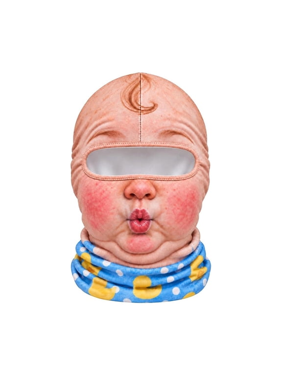 Realistic Face Print Ski Mask, Baby Face 3D Print Full Face Neck Cover, Windproof Breathable Neck Gaiter for Skiing Snowboarding Cycling, 14 x 10 in, 1 Pcs
