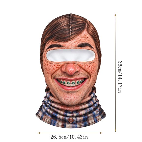 Lucahom Realistic Face Print Ski Mask, Freckled Teen 3D Print Full Face Neck Cover, Windproof Breathable Neck Gaiter for Snowboarding and Skiing, 14 x 10 in, 1 Pcs
