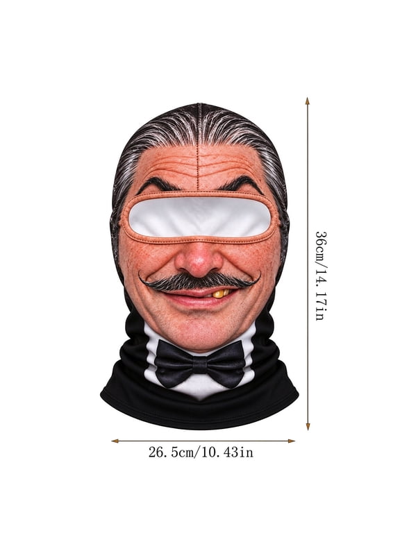 Realistic Face Print Ski Mask, Old Man 3D Print Full Face Neck Cover, Windproof Face Cover for Skiing Snowboarding and Motorcycle Riding, 14 x 10 in, 1 Pcs