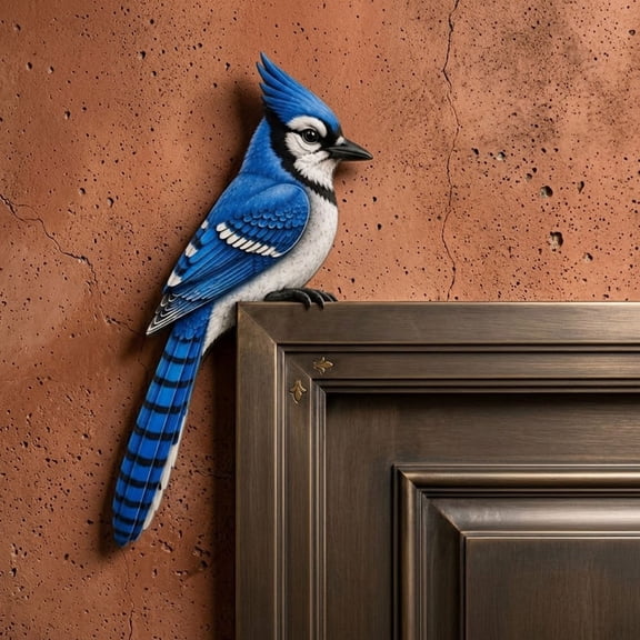 Lucahom Wooden Bird Door Topper, Adorable Bird Shape Corner Decor, Handcrafted Collection for Doorways, Shelves & Frame Corners, Gift for Nature & Birds Lovers