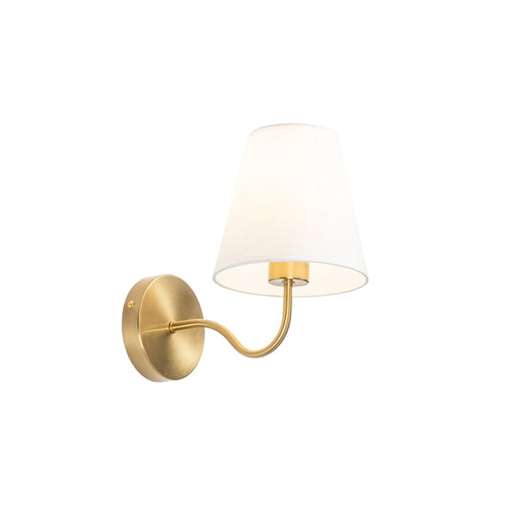 Lucande 11"Gold Wall Sconce, Modern Single Wall Sconce with Creamy White Fabric Shade, Transitional Brass Wall Lamp for Bedroom, Wall Light Living Room andHallway, Hardwired, E26 Bulb Not Included