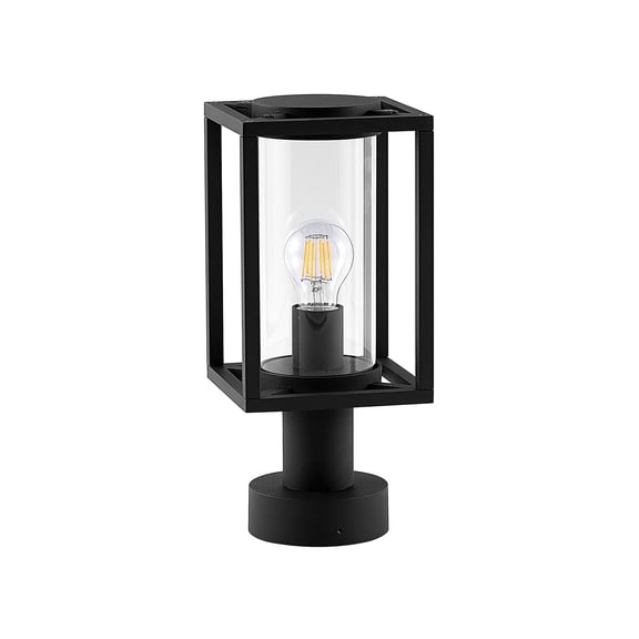 Lucande 14.4 in Outdoor Pillar Light, Anthracite Post Light, E26 Modern Gate Post Driveway Garden Pillar Lamp, Wet Rated, Hardwired, Bulb Not Included