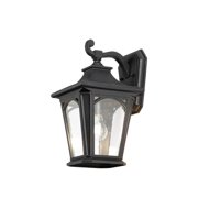 Lucande 15.4 in Outdoor Wall Light, Black Lantern, Clear Glass Panes, E26 Classic Vintage Outdoor Sconce for Front Door Porch Patio, Outdoor Lantern, Wet Rated, Bulb Not Included