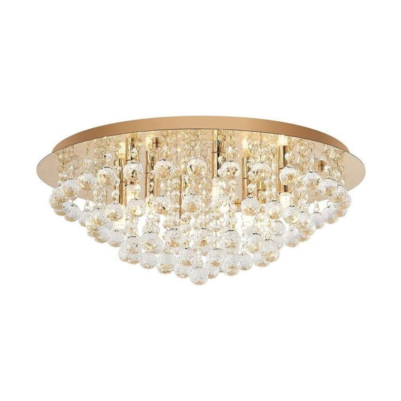 Lucande 21.7" Crystal Flush Mount Chandelier Ceiling Light, Large Chandelier Light Fixture for Bedroom Living Room Foyer, Modern Mini Crystal Chandelier Hardwired, Gold 8-Light G9, Bulbs Not Included