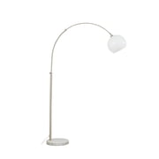 Lucande 79.5 in Arc Floor Lamp, Chrome, White Glass, White Marble Base, E26 Mid Century Modern Arc Lamp with Marble Base & Cord Switch, Tall Arched Standing Light for Living Room, Bedroom, Office