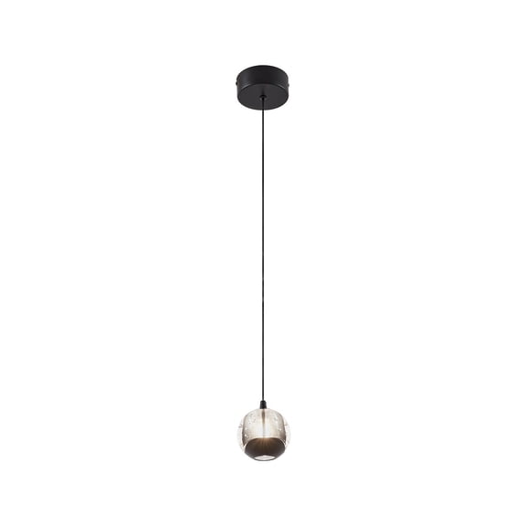 Lucande Modern Black Single Pendant Light with Bubble Glass, Small Globe Pendant Light 70.86" Drop, Kitchen Pendant Lighting Over Island, Bar, Entryway, Warm White 3000K, 519 lm, 4.73"