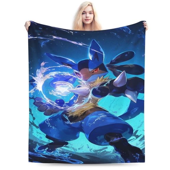 Lucario Boys Girls Blanket Super Soft Cozy Warm Plush Throw Blanket, Lightweight Fuzzy Flannel Blankets for Couch Sofa Bed Travel and Camping Gifts 40"X30"