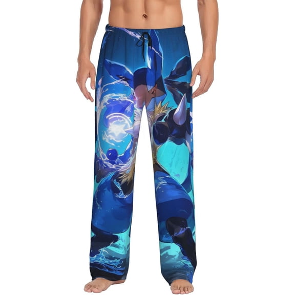 Lucario Mens Pajama Pants Ultra Soft Comfy Lounge Sleep Pants Print Loose Casual Bottoms Loungewear