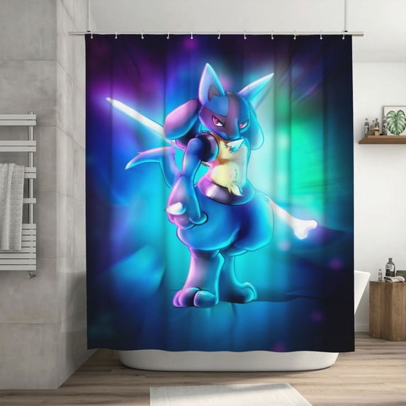 Shower Curtain Cartoon Art Bath Shower Curtains with 12 Hooks, Waterproof Washable Polyester Bathroom Home Decor Set 72x72 Inch, Plastic