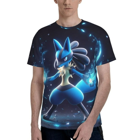 Lucario T Shirt For Men Women, Graphic Print Casual Unisex Short Sleeve Summer Funny Top Tees Shirt